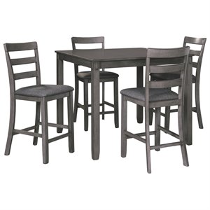 Pemberly Row Contemporary 5 Piece Square Dining Table Set in Gray