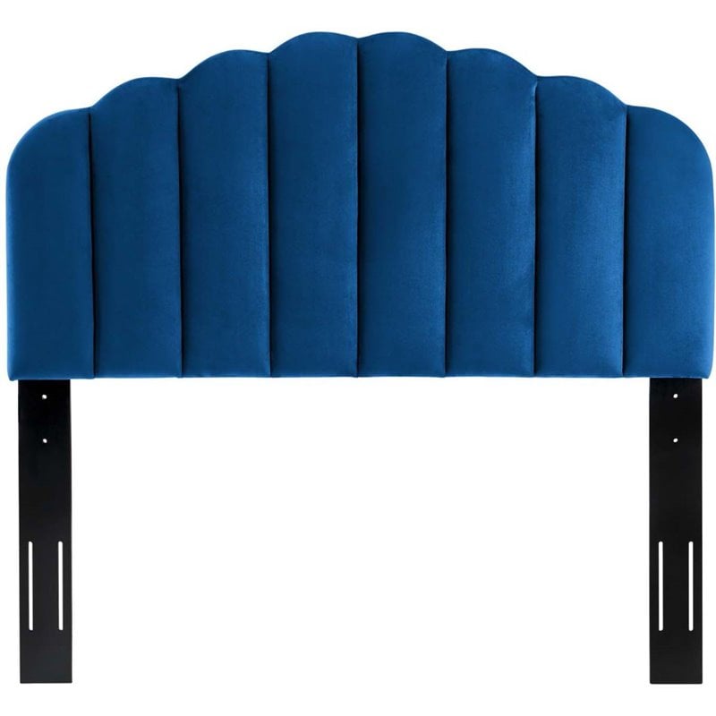Pemberly Row Full/Queen Modern Performance Velvet Headboard in Navy