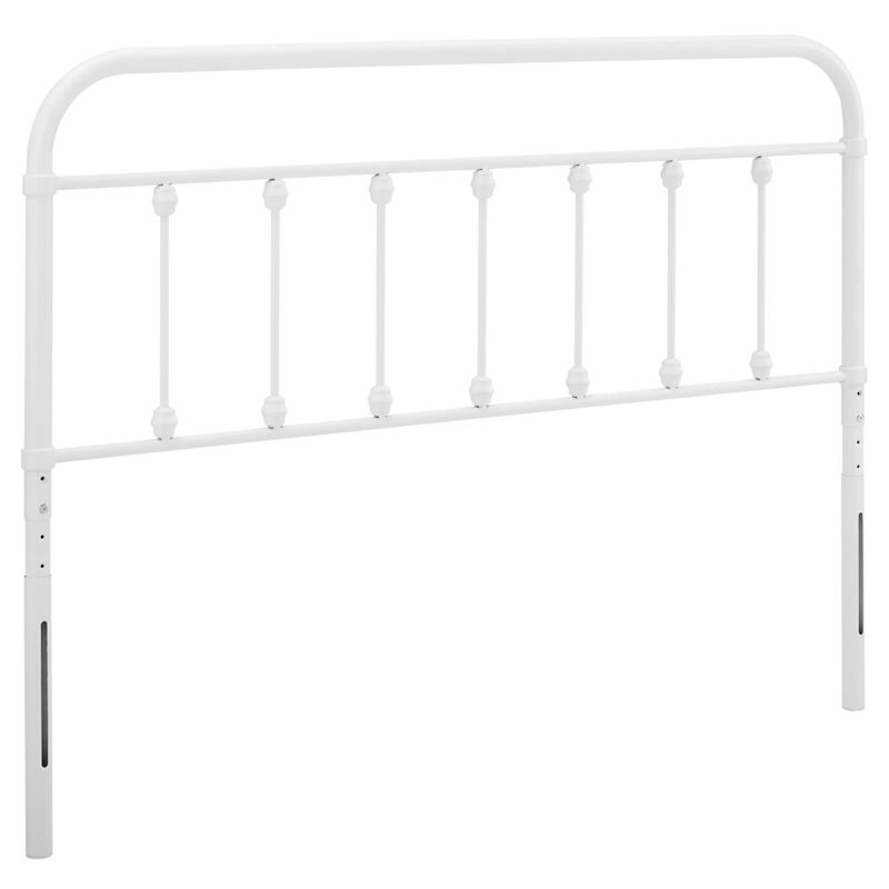 Pemberly Row King Modern Powder Coated Iron Headboard in White Finish