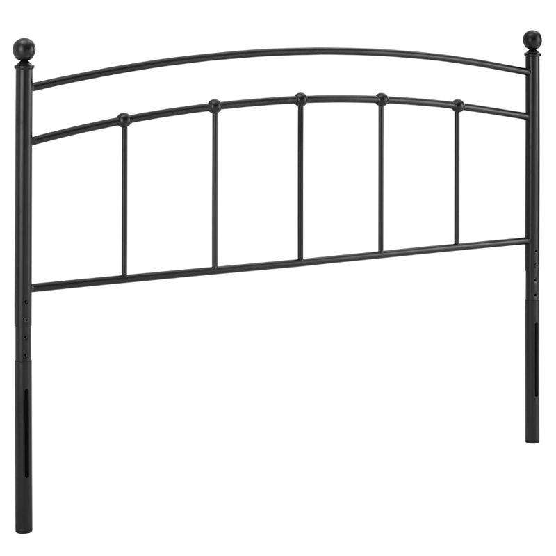 Pemberly Row Modern Powder Coated Iron King Headboard in Black