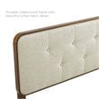 Pemberly Row Tufted Queen Fabric and Wood Headboard in Walnut/Beige