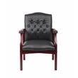 Pemberly Row Traditional Faux Leather Tufted Guest Chair in Black