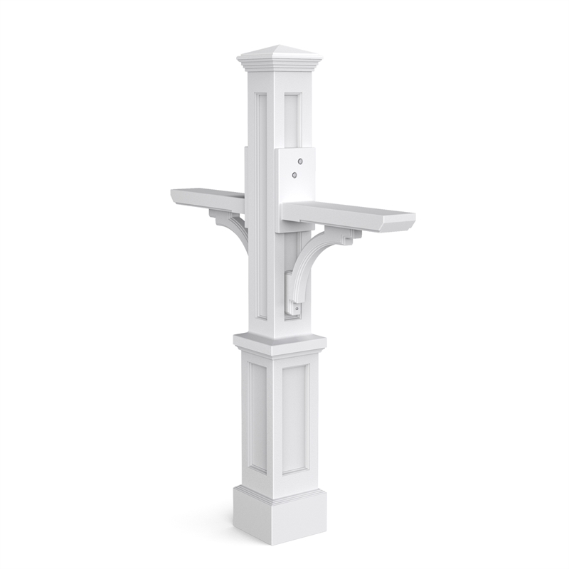 Pemberly Row Contemporary Double Traditional Plastic Mail Post in White
