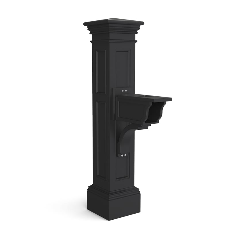 Pemberly Row Weatherproof Traditional Plastic Mail Post in Black
