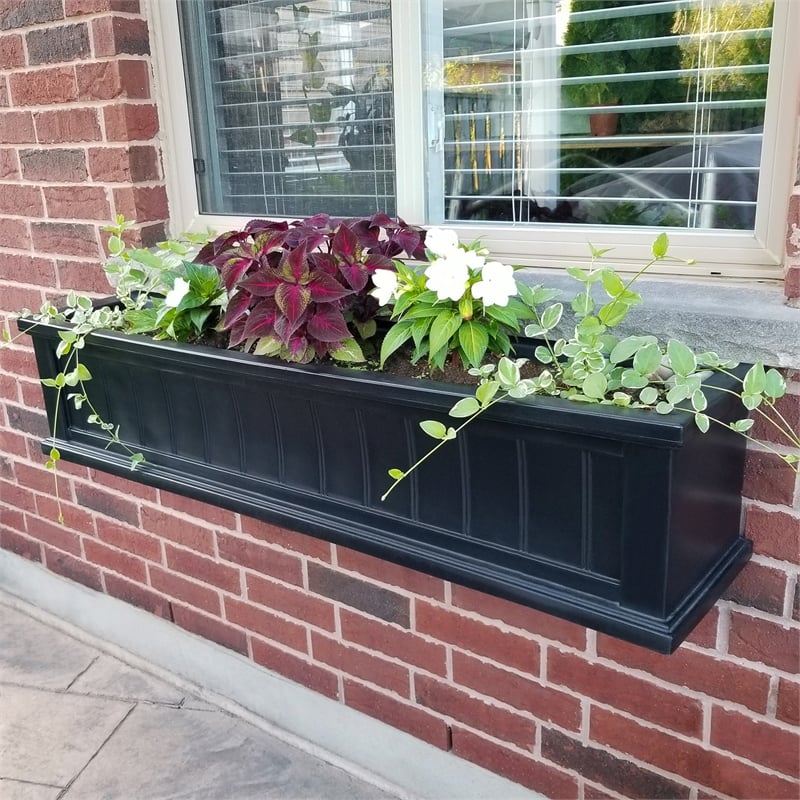 Pemberly Row 4ft Weatherproof Coastal Plastic Window Box in Black