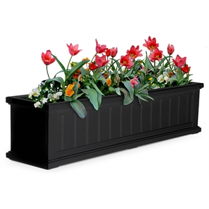 Pemberly Row 4ft Weatherproof Coastal Plastic Window Box in Black