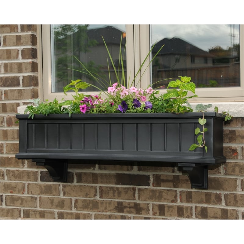 Pemberly Row 4ft Weatherproof Coastal Plastic Window Box in Black
