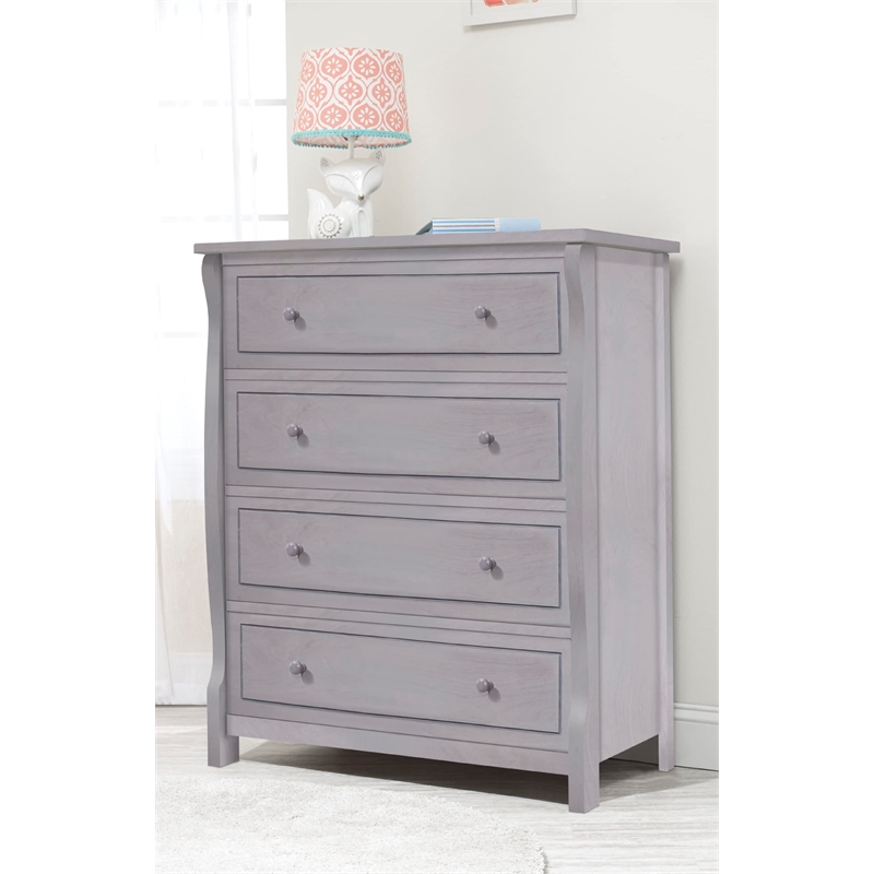 Pemberly Row Contemporary 4 Drawer Dresser in Weathered Gray