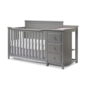 Pemberly Row Contemporary Crib and Changer Panel Crib in Weathered Gray
