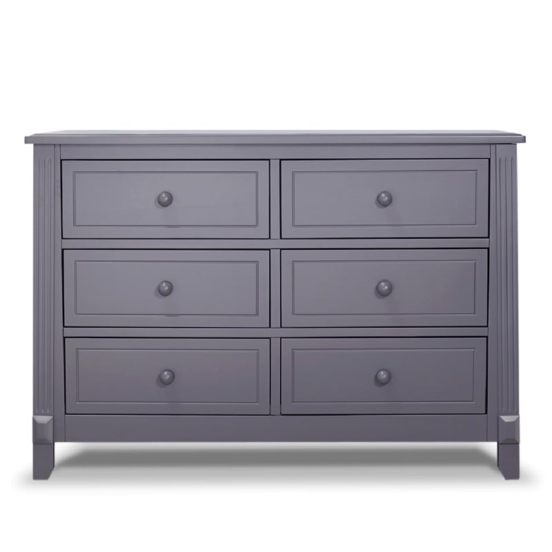 Pemberly Row Contemporary Wood Double Dresser in Gray Finish