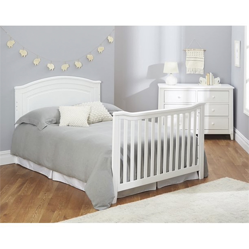 Pemberly Row Contemporary Wood Round Top Panel Crib in Gray Finish
