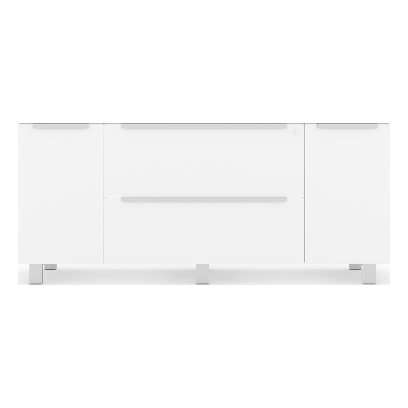 Pemberly Row Contemporary Credenza with 2 Drawers and 2 Doors in White