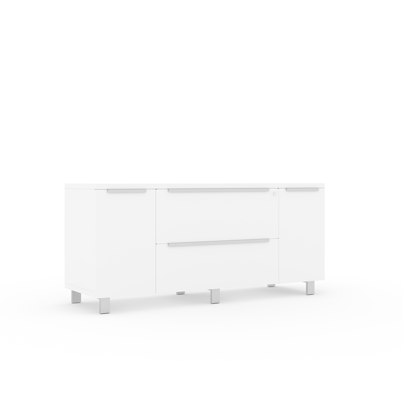 Pemberly Row Contemporary Credenza with 2 Drawers and 2 Doors in White