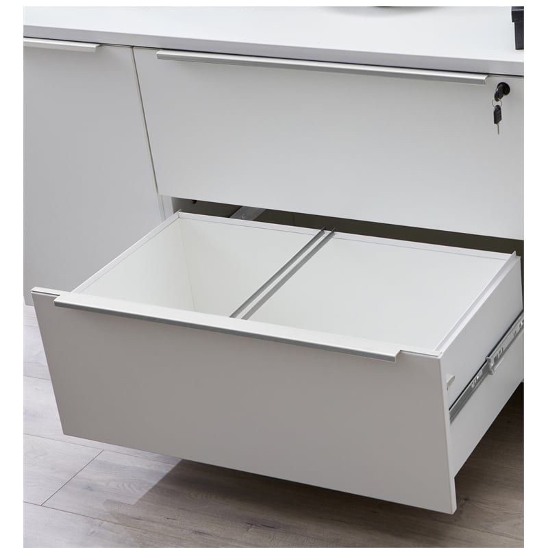 Pemberly Row Contemporary Credenza with 2 Drawers and 2 Doors in White