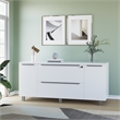 Pemberly Row Contemporary Credenza with 2 Drawers and 2 Doors in White