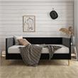 Pemberly Row Mid Century Upholstered Daybed Full Size in Black Velvet