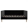 Pemberly Row Mid Century Upholstered Daybed Full Size in Black Velvet