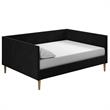 Pemberly Row Mid Century Upholstered Daybed Full Size in Black Velvet