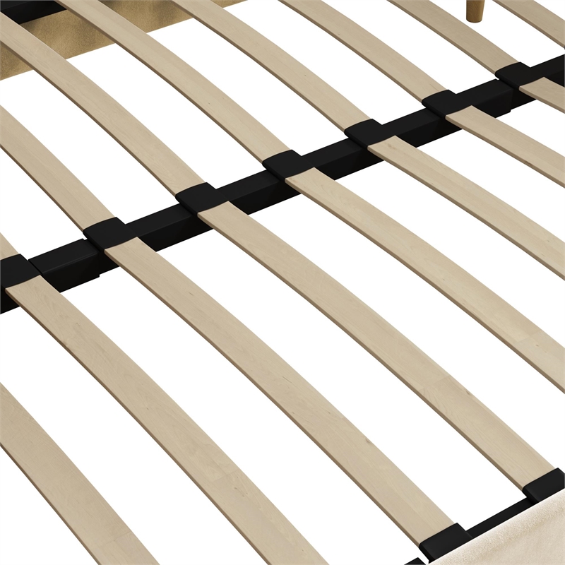 Pemberly Row Mid Century Upholstered Daybed Full Size in Tan Velvet