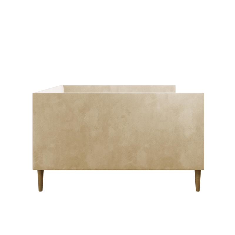 Pemberly Row Mid Century Upholstered Daybed Full Size in Tan Velvet