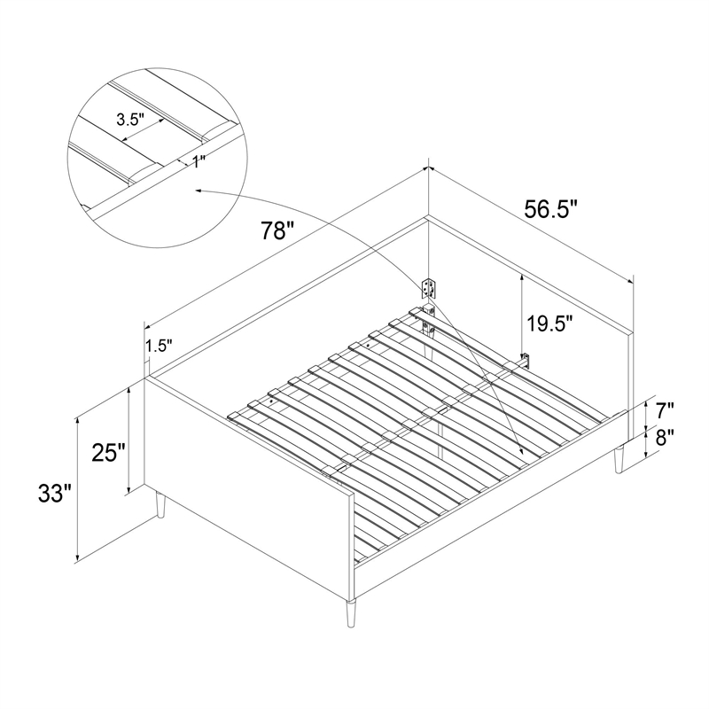 Pemberly Row Mid Century Upholstered Daybed Full Size in Tan Velvet