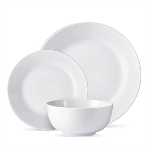 Pemberly Row Porcelain Dinnerset 12 Piece in Plain White Round Rim Aspen