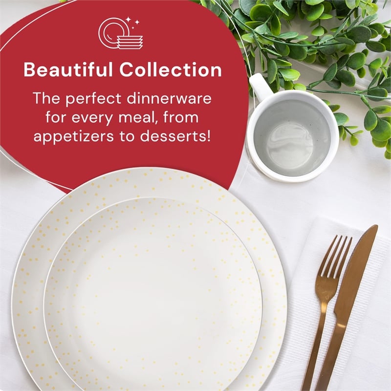 Pemberly Row Porcelain Dinnerset 16 Piece in Coupe Diamond Confetti