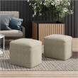 Pemberly Row Contemporary Square Woven Pouf in Cream and Natural