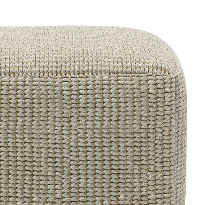 Pemberly Row Contemporary Square Woven Pouf in Cream and Natural