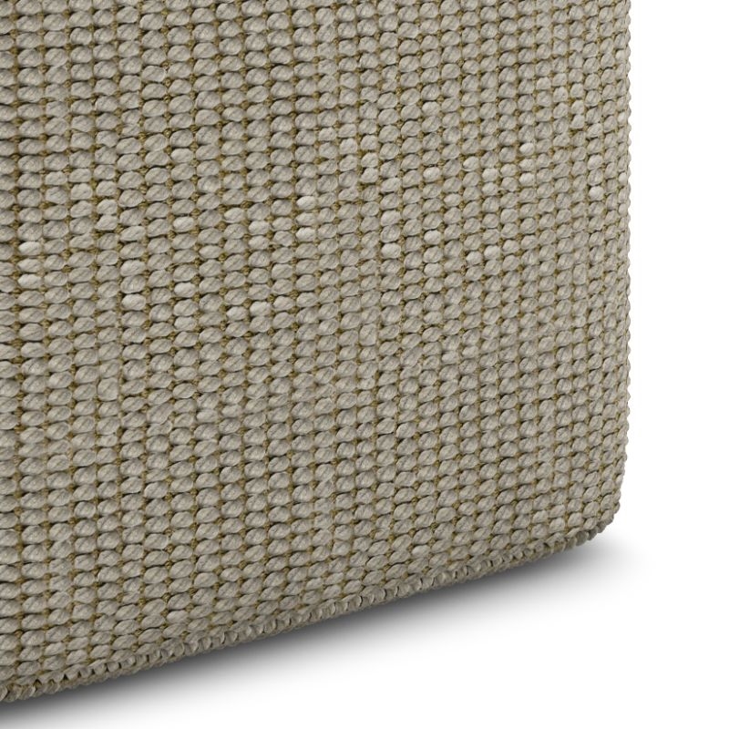 Pemberly Row Contemporary Square Woven Pouf in Cream and Natural