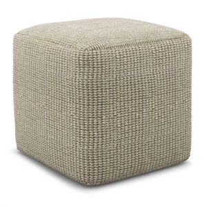Pemberly Row Contemporary Square Woven Pouf in Cream and Natural
