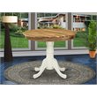 Pemberly Row Antique Round Acacia Wood Dining Table in Oak/White