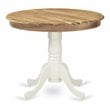 Pemberly Row Antique Round Acacia Wood Dining Table in Oak/White