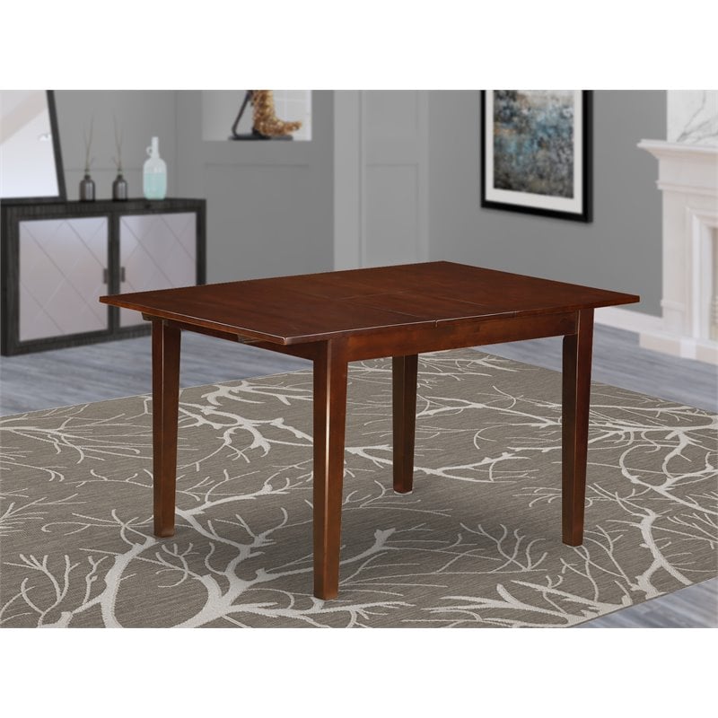 Pemberly Row Contemporary Wood Butterfly Leaf Dining Table in Mahogany