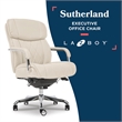 Pemberly Row Quilted Leather Executive Office Chair Ivory Bonded Leather
