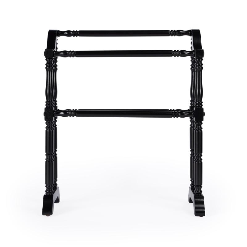 Pemberly Row Double Pedestal Base Black Finish Wood Blanket Rack
