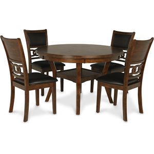 Pemberly Row Contemporary Solid Wood 5-Piece Round Dining Set in Brown