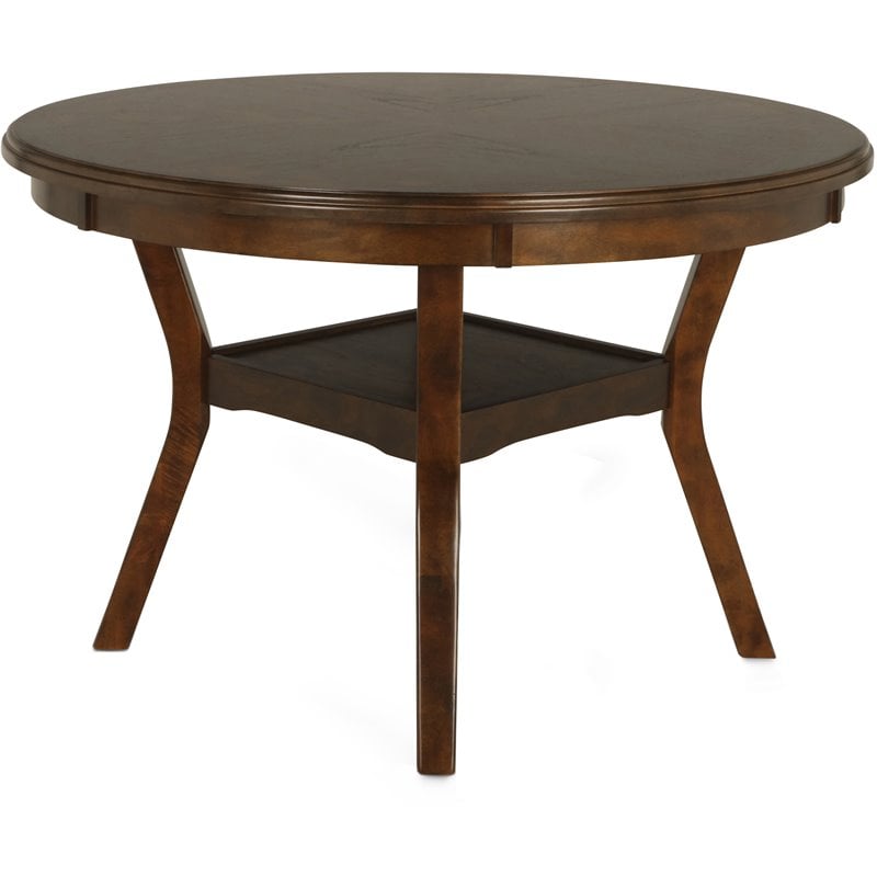 Pemberly Row Contemporary Solid Wood 5-Piece Round Dining Set in Brown