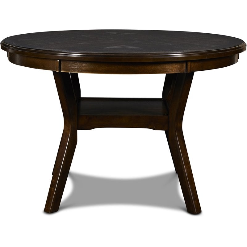 Pemberly Row Solid Wood 5-Piece Round Dining Set in Cherry Brown