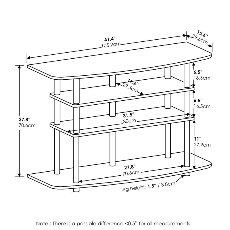 Pemberly Row Turn-N-Tube Wood 4-Tier TV Stand for TV up to 50