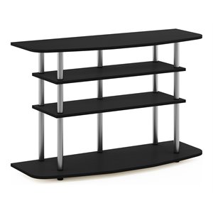 Pemberly Row Turn-N-Tube Wood 4-Tier TV Stand for TV up to 50&quot in Black