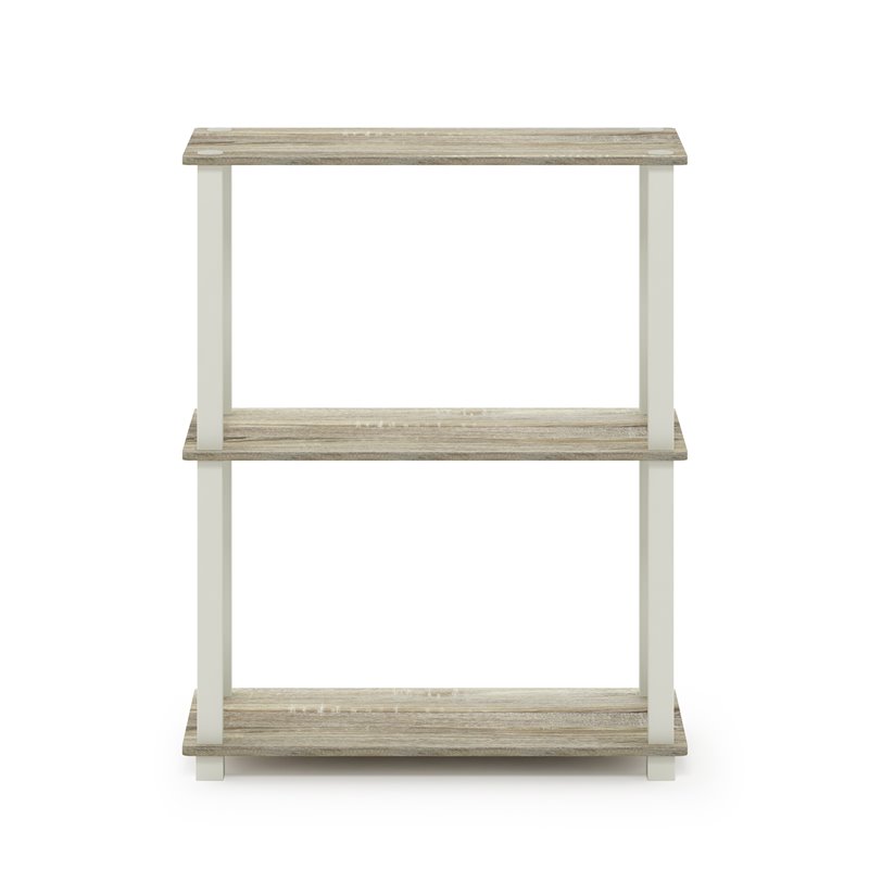 Pemberly Row Turn-S-Tube Engineered Wood 3-Tier Shelf Display Rack in Oak