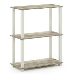 Pemberly Row Turn-S-Tube Engineered Wood 3-Tier Shelf Display Rack in Oak