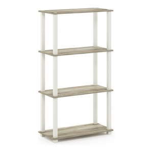 Pemberly Row Turn-S-Tube Engineered Wood 4-Tier Shelf Display Rack in Oak