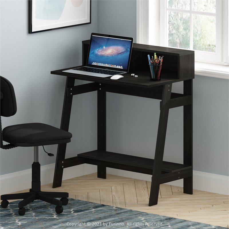 Pemberly Row Engineered Wood Simplistic A Frame Computer Desk in Espresso