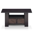 Pemberly Row Engineered Wood Coffee Table with Bin Drawer in Dark Walnut