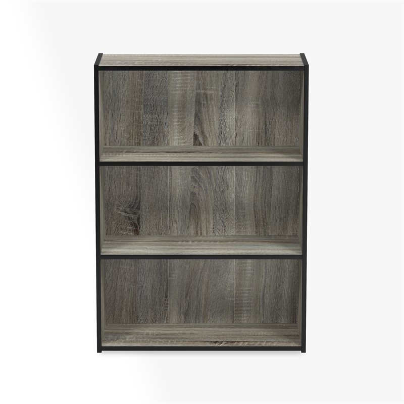 Pemberly Row Engineered Wood 3-Tier Open Shelf in French Oak Gray