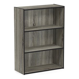 Pemberly Row Engineered Wood 3-Tier Open Shelf in French Oak Gray