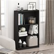 Pemberly Row Contemporary Wood 3-Tier Adjustable Shelf Bookcase in Black