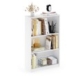 Pemberly Row Contemporary Wood 3-Tier Adjustable Shelf Bookcase in White